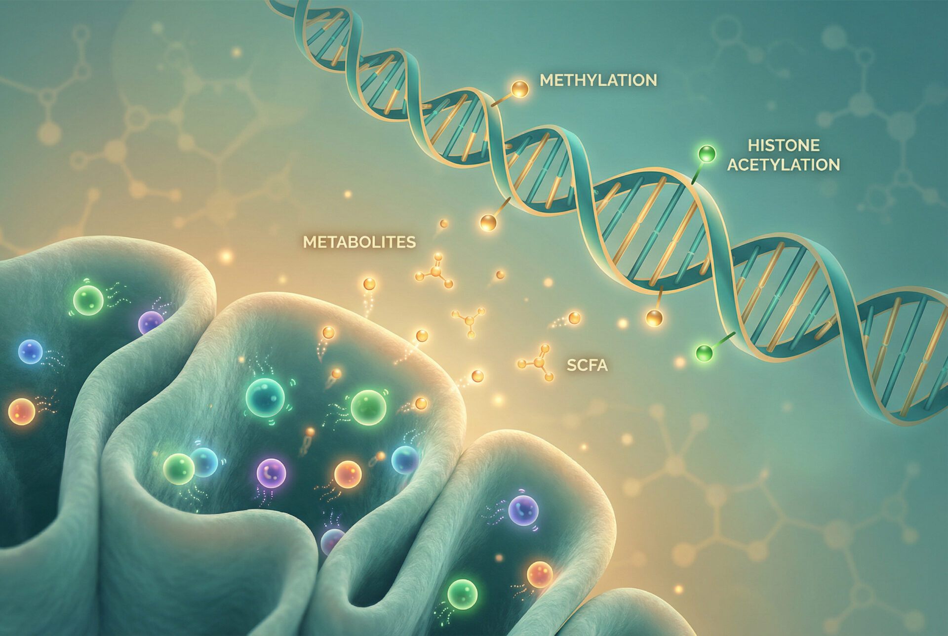 Darmbakterien produzieren Stoffwechselprodukte, die epigenetische Veränderungen an der DNA bewirken